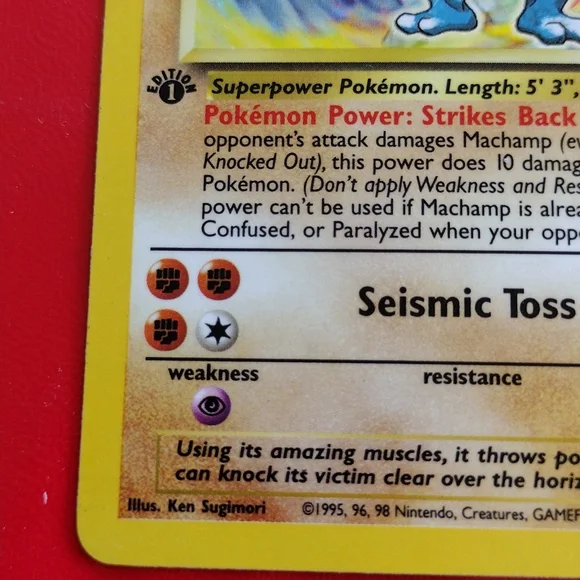 1st Edition 1995 Machamp Holographic Card (8/102) - Picture 3 of 6